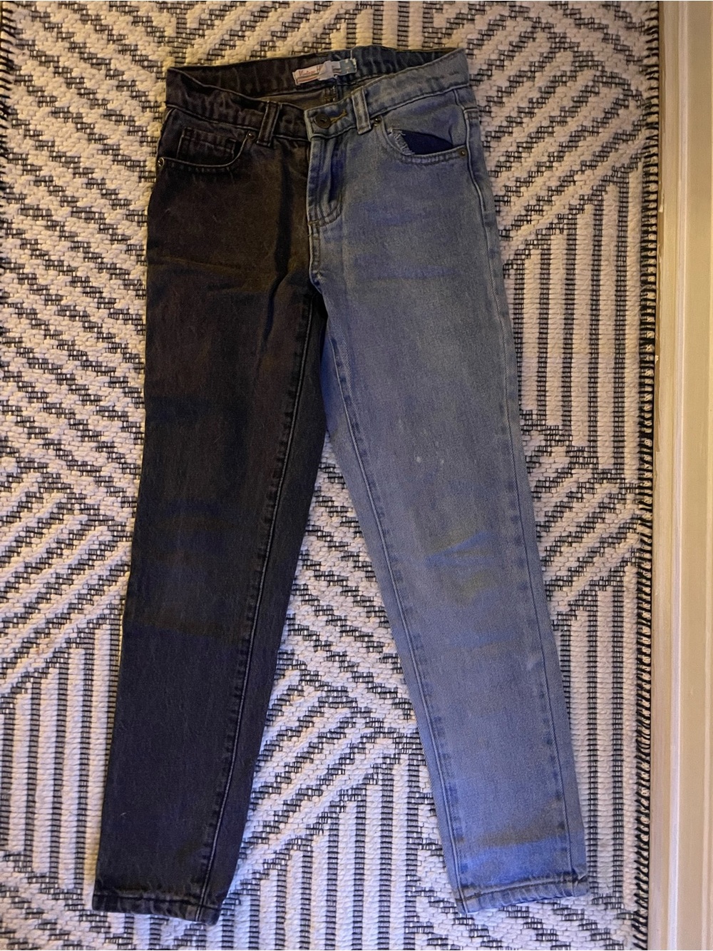 Girl’s Vintage Havana Two-Tone Skinny Jeans in Black and Blue